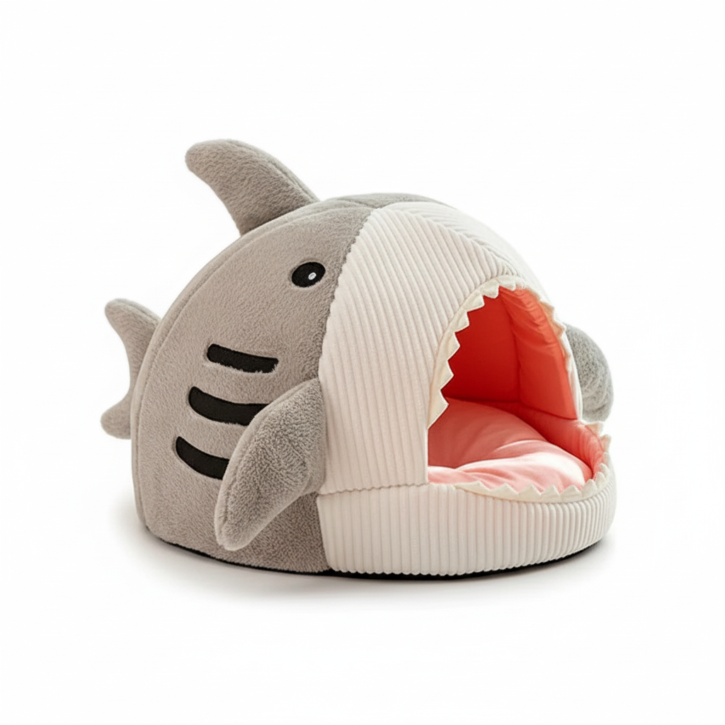 Grey Shark Bed - Front Three-Quarter View